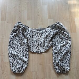 Altar'd State Monochrome Floral Off-Shoulder Blouse